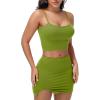 imageY2K Womens Sexy 2 Piece Skirt Set Crop Top ampamp Bandeau Mini Dress Summer Bodycon Outfit for Club Vacation BeachGreen