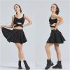 imageGothic Skirts Cute High Elastic Waisted Plaid Kilts for Women Trendy Hem Flared Knee Length Mini Skater SkirtA Green Plaid