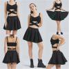 imageGothic Skirts Cute High Elastic Waisted Plaid Kilts for Women Trendy Hem Flared Knee Length Mini Skater SkirtA Green Plaid