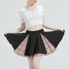 imageGothic Skirts Cute High Elastic Waisted Plaid Kilts for Women Trendy Hem Flared Knee Length Mini Skater SkirtA Pink Plaid