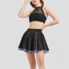 imageGothic Skirts Cute High Elastic Waisted Plaid Kilts for Women Trendy Hem Flared Knee Length Mini Skater SkirtA Purple Plaid
