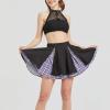 imageGothic Skirts Cute High Elastic Waisted Plaid Kilts for Women Trendy Hem Flared Knee Length Mini Skater SkirtA Purple Plaid