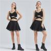 imageGothic Skirts Cute High Elastic Waisted Plaid Kilts for Women Trendy Hem Flared Knee Length Mini Skater SkirtA White Plaid
