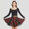 imageGothic Skirts Cute High Elastic Waisted Plaid Kilts for Women Trendy Hem Flared Knee Length Mini Skater SkirtB Red Plaid