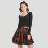 imageGothic Skirts Cute High Elastic Waisted Plaid Kilts for Women Trendy Hem Flared Knee Length Mini Skater SkirtB Red Plaid