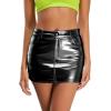 imageMetallic Shiny Skirts Y2K Low Waist Sparkly Rave Bodycon Mini Cargo Skirts with PocketBlack