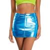 imageMetallic Shiny Skirts Y2K Low Waist Sparkly Rave Bodycon Mini Cargo Skirts with PocketBlue