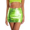imageMetallic Shiny Skirts Y2K Low Waist Sparkly Rave Bodycon Mini Cargo Skirts with PocketCandy Green