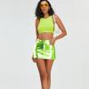 imageMetallic Shiny Skirts Y2K Low Waist Sparkly Rave Bodycon Mini Cargo Skirts with PocketCandy Green