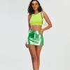 imageMetallic Shiny Skirts Y2K Low Waist Sparkly Rave Bodycon Mini Cargo Skirts with PocketGreen