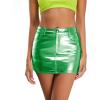imageMetallic Shiny Skirts Y2K Low Waist Sparkly Rave Bodycon Mini Cargo Skirts with PocketGreen