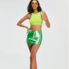 imageMetallic Shiny Skirts Y2K Low Waist Sparkly Rave Bodycon Mini Cargo Skirts with PocketGreen