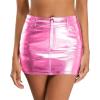 imageMetallic Shiny Skirts Y2K Low Waist Sparkly Rave Bodycon Mini Cargo Skirts with PocketPink