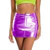 imageMetallic Shiny Skirts Y2K Low Waist Sparkly Rave Bodycon Mini Cargo Skirts with PocketPurple