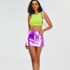 imageMetallic Shiny Skirts Y2K Low Waist Sparkly Rave Bodycon Mini Cargo Skirts with PocketPurple