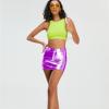 imageMetallic Shiny Skirts Y2K Low Waist Sparkly Rave Bodycon Mini Cargo Skirts with PocketPurple