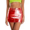 imageMetallic Shiny Skirts Y2K Low Waist Sparkly Rave Bodycon Mini Cargo Skirts with PocketRed