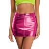 imageMetallic Shiny Skirts Y2K Low Waist Sparkly Rave Bodycon Mini Cargo Skirts with PocketRose Red