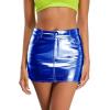 imageMetallic Shiny Skirts Y2K Low Waist Sparkly Rave Bodycon Mini Cargo Skirts with PocketRoyal Blue