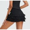 imageWomens Y2K Goth Skirt Low Waist Layered Ruffle Hem Short Mini Skirt Summer Cute Swing Skirt Lining ShortsBlack