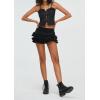 imageWomens Y2K Goth Skirt Low Waist Layered Ruffle Hem Short Mini Skirt Summer Cute Swing Skirt Lining ShortsBlack
