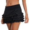 imageWomens Y2K Goth Skirt Low Waist Layered Ruffle Hem Short Mini Skirt Summer Cute Swing Skirt Lining ShortsBlack