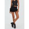 imageWomens Y2K Goth Skirt Low Waist Layered Ruffle Hem Short Mini Skirt Summer Cute Swing Skirt Lining ShortsBlack
