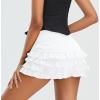 imageWomens Y2K Goth Skirt Low Waist Layered Ruffle Hem Short Mini Skirt Summer Cute Swing Skirt Lining ShortsWhite
