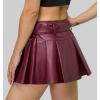 imageY2K Mini Skirt Buckle Belted High Waisted Pleated Flare PU Faux Leather Short Goth Skirts for WomenA Ankela Red