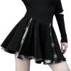 imageGothic Skirts Cute High Elastic Waisted Plaid Kilts for Women Trendy Hem Flared Knee Length Mini Skater SkirtA White Plaid