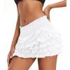 imageWomens Y2K Goth Skirt Low Waist Layered Ruffle Hem Short Mini Skirt Summer Cute Swing Skirt Lining ShortsWhite
