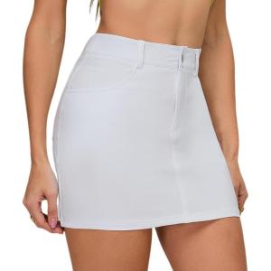 imageMetallic Shiny Skirts Y2K Low Waist Sparkly Rave Bodycon Mini Cargo Skirts with PocketWhite