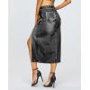 imageDenim Midi Skirt for Women  High Waisted Split Front Raw Slimming Aline Fit with Hugged HIPSBlack