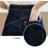imageWomens Casual High Waisted Solid Button Up Asymmetrical Split Front Denim Jean ALine SkirtBlue