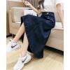 imageWomens Casual High Waisted Solid Button Up Asymmetrical Split Front Denim Jean ALine SkirtBlue