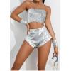 imageWomens Metallic Shiny Shorts  Sparkly Rave Hot Short Y2K Pants