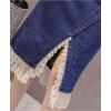 imageWomens Split Denim Skirt with Lace Stitching at HemBlue