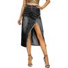 imageDenim Midi Skirt for Women  High Waisted Split Front Raw Slimming Aline Fit with Hugged HIPSBlack