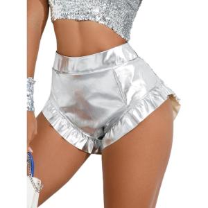 imageWomens Metallic Shiny Shorts  Sparkly Rave Hot Short Y2K Pants