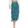 imageWomens Fringe Trim High Waist Short Pencil Bodycon Skirts Sexy Elegant Fringe Long Maxi Skirt Summer Party WorkPeacock Blue