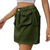 imageWomen Denim Skirt Y2K Mini Cargo Skirt with Pockets Low Waist Button Bodycon Jean SkirtArmy Green