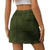 imageWomen Denim Skirt Y2K Mini Cargo Skirt with Pockets Low Waist Button Bodycon Jean SkirtArmy Green