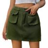 imageWomen Denim Skirt Y2K Mini Cargo Skirt with Pockets Low Waist Button Bodycon Jean SkirtArmy Green