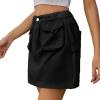 imageWomen Denim Skirt Y2K Mini Cargo Skirt with Pockets Low Waist Button Bodycon Jean SkirtBlack