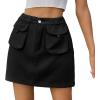 imageWomen Denim Skirt Y2K Mini Cargo Skirt with Pockets Low Waist Button Bodycon Jean SkirtBlack