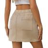 imageWomen Denim Skirt Y2K Mini Cargo Skirt with Pockets Low Waist Button Bodycon Jean SkirtKhaki