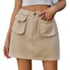 imageWomen Denim Skirt Y2K Mini Cargo Skirt with Pockets Low Waist Button Bodycon Jean SkirtKhaki