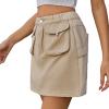 imageWomen Denim Skirt Y2K Mini Cargo Skirt with Pockets Low Waist Button Bodycon Jean SkirtKhaki