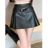 imageWomens Metallic Skirt  High Waist Party Goth Mini Skirt with BeltsBlack