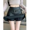 imageWomens Metallic Skirt  High Waist Party Goth Mini Skirt with BeltsBlack